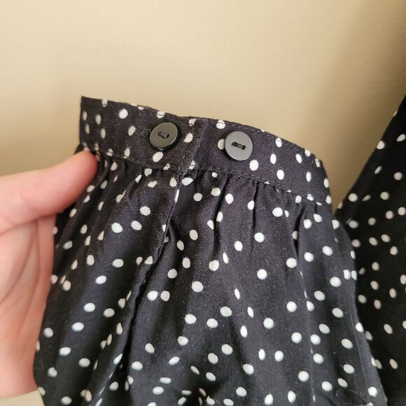 Ellos Womens Blouse Plus Size 24 Black White Polka Dots Long Sleeves Classic - Picture 5 of 10